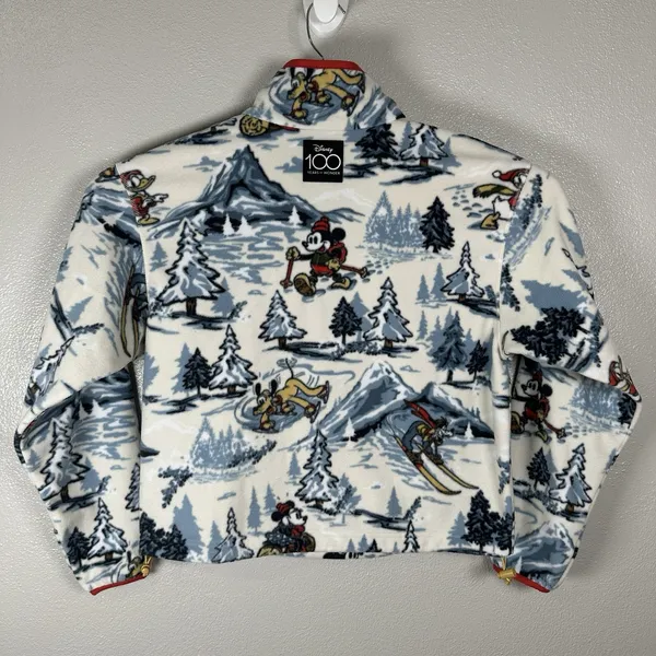 Disney 100 x Columbia Fleece Pullover Half Snap Womens Medium Mickey & Friends - Image 5