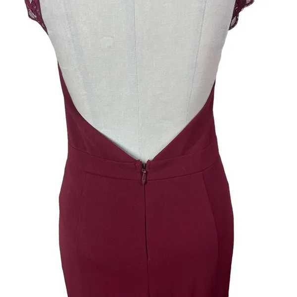 Lulus Crazy About You Burgundy Backless Lace‎ Maxi Dress Size Medium - Image 9