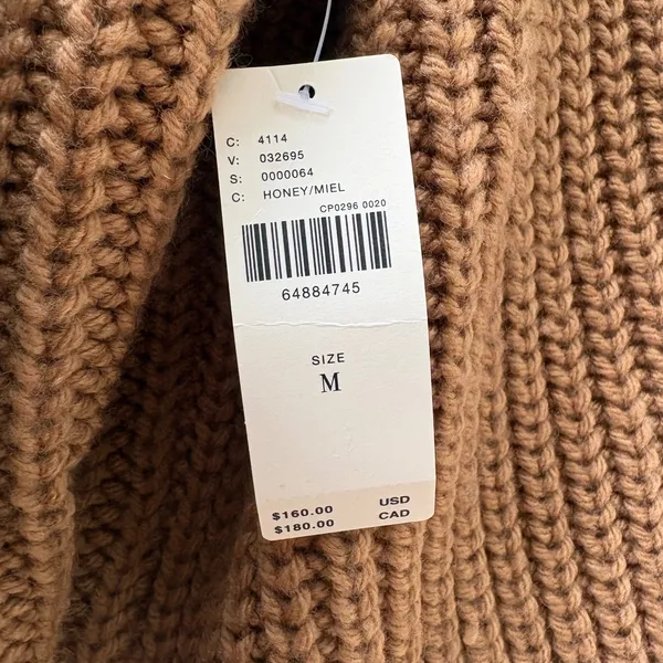 Anthropologie‎ Cardigan Sweater M Honey Brown NWT Wool Blend Shaker Shawl Collar - Image 7