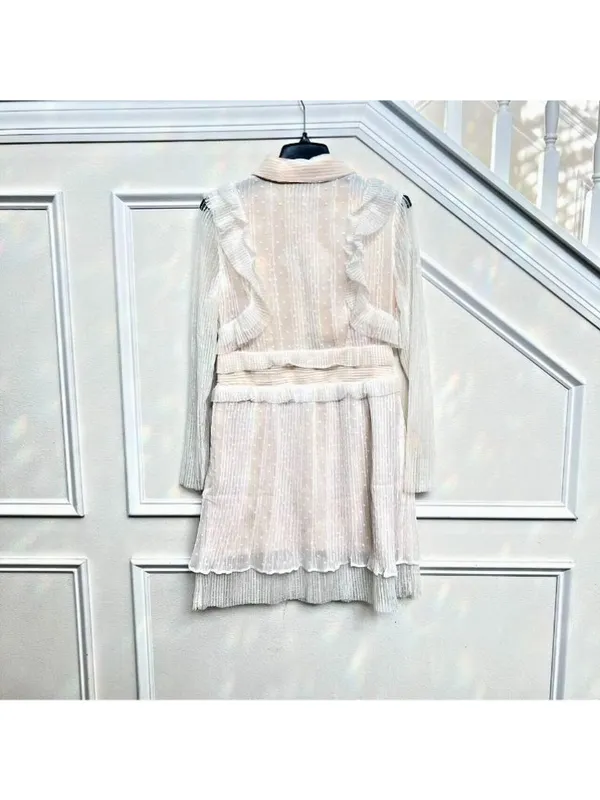 NWT Elliatt Dotted Organza Ivory Ruffled Layering Dress Long Sleeve Like S - Image 8