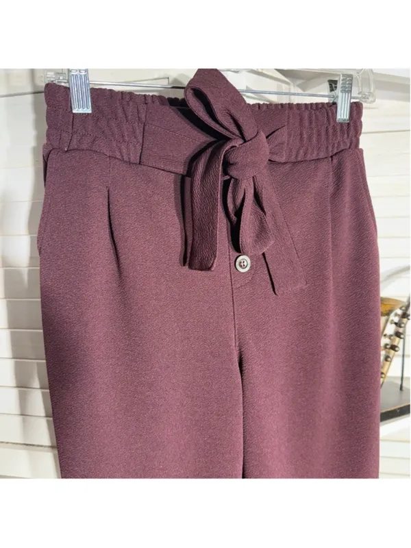 Hot Kiss vintage pants high rise wide leg burgundy mod 90s grunge preppy academy - Image 4