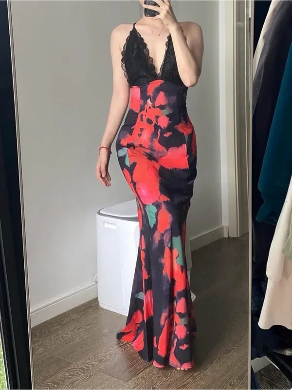 Y2K Backless Dress Red - Image 3