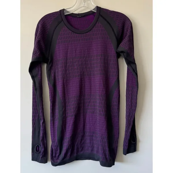 Chiara Boni Lululemon About That Base Long Sleeve Black / Tender Violet Size 6 - Image 3