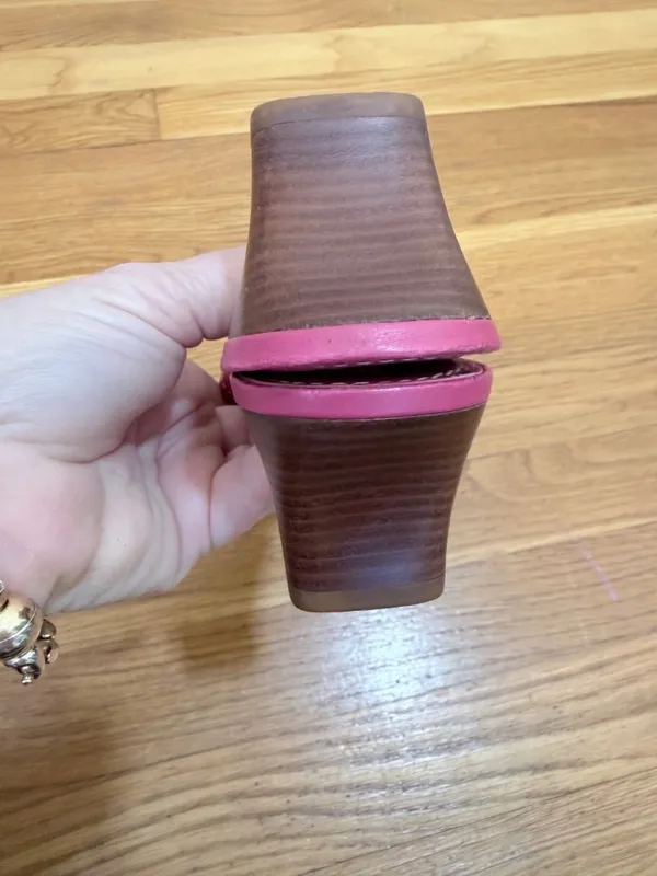 Etienne Aigner Y2K Coquette Barbiecore Bright Pink Leather Slide Open Square Toe Sz 7 US - Image 9