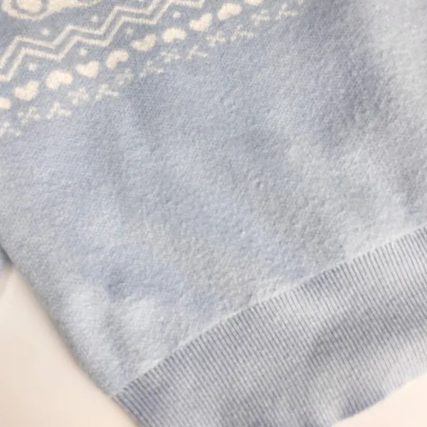 Orange Kiss‎ Sweater Teddy Bear Light Blue Knit Pullover Women Size Large Twee - Image 7
