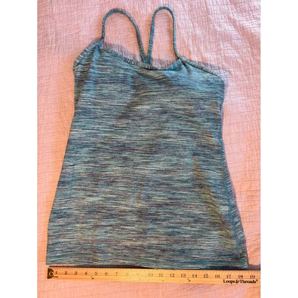 Lululemon Power Y Tank Top Teal Blue Space Dye Built-in Bra Size 10 - Image 6