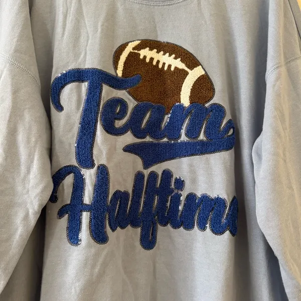 Anneliese Team Halftime Football Sequin Chenille Graphic Crewneck Sweatshirt 3X - Image 3