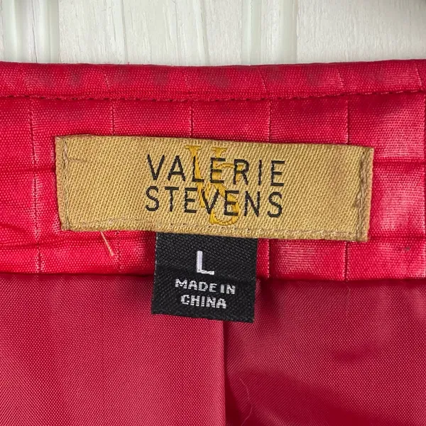 Valerie Stevens Lightweight Quilted Poly Red Jacket Women's Size Large Full Zip - Image 6