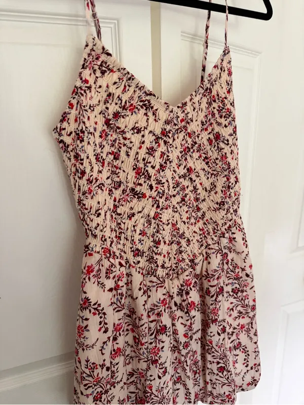 NWT American Eagle Bella Floral Bubble Mini Dress in Cream Size Medium - Image 4
