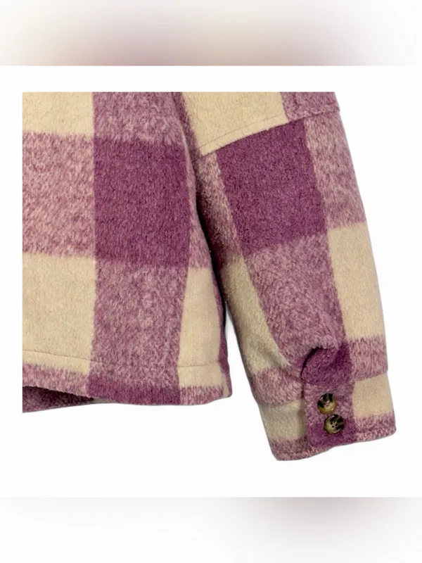 Anthropologie Avec Les Filles Women’s Pink Plaid Zip Crop Top Jacket Size Small - Image 13