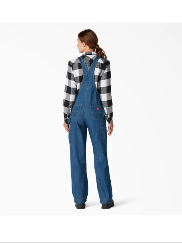 NWT DICKIES Women's Relaxed Fit Bib Overalls Medium Wash Blue Small - Image 3