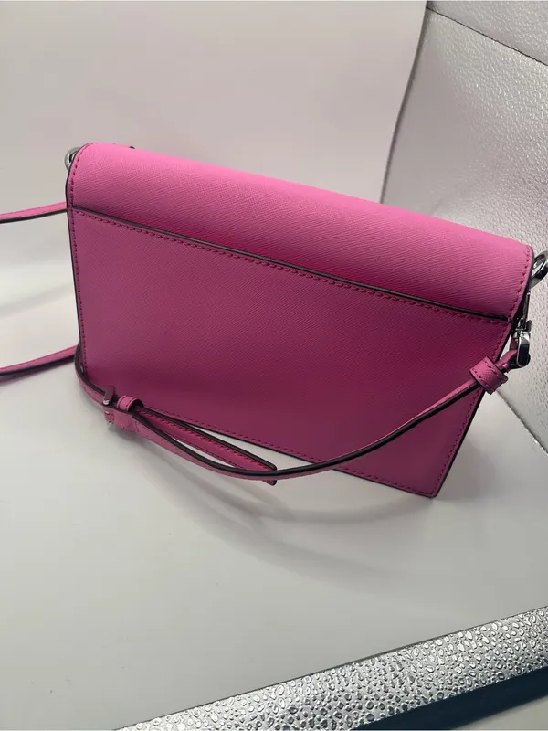 Kate Spade Cameron Small flap crossbody bag with chain strap bright peony pink - Image 11