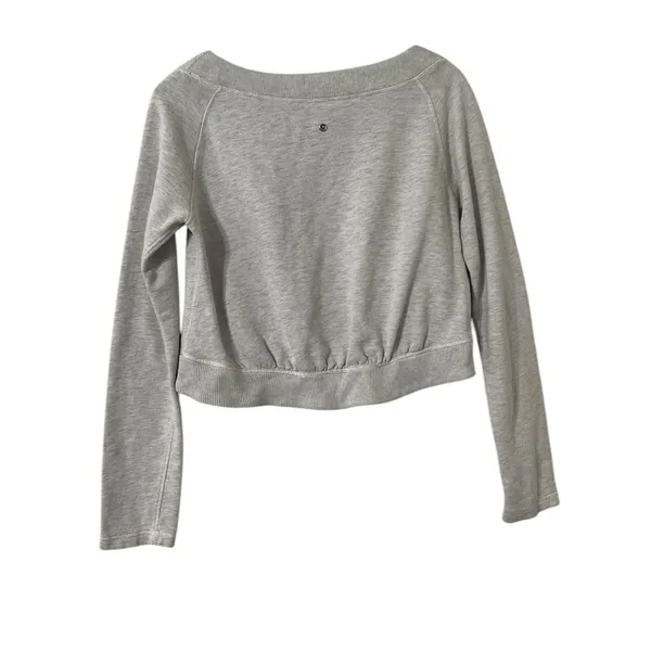 LULULEMON Good Karma Crop Gray Sweatshirt Pullover Crew Top - Image 4