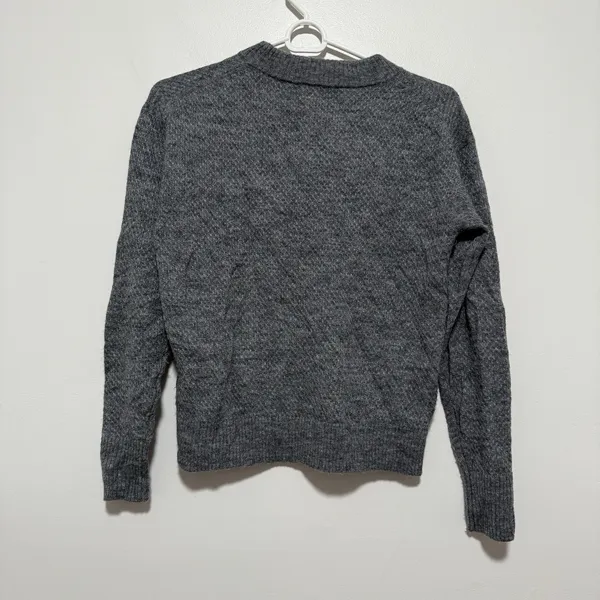 Quince Baby Alpaca-Wool‎ Diamond Stitch Crew Sweater in Charcoal Gray Size XS - Image 6