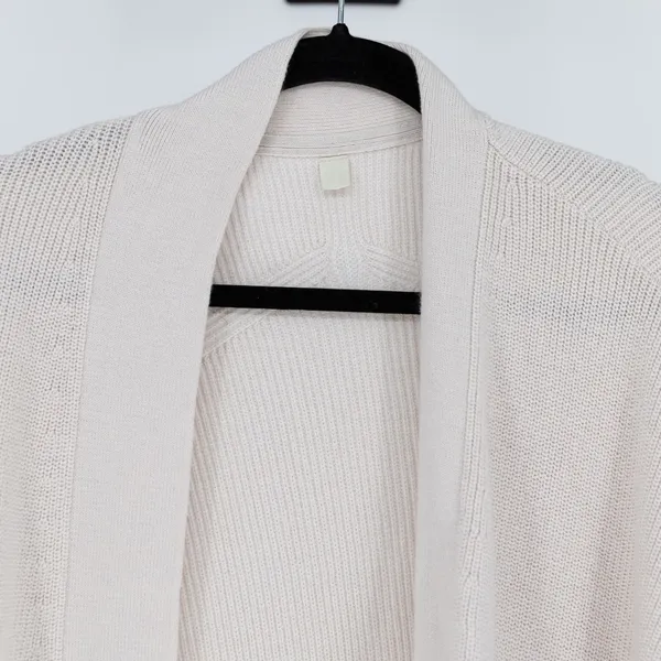 Lululemon Women's Merino Wool Blend Ribbed Long Wrap Sweater Cardigan Bone 16 - Image 2