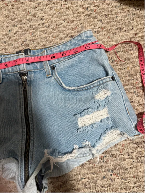 Carmar Helen Exposed Full Front Zipper Denim Distressed Mini Short- Size 26 - Image 7