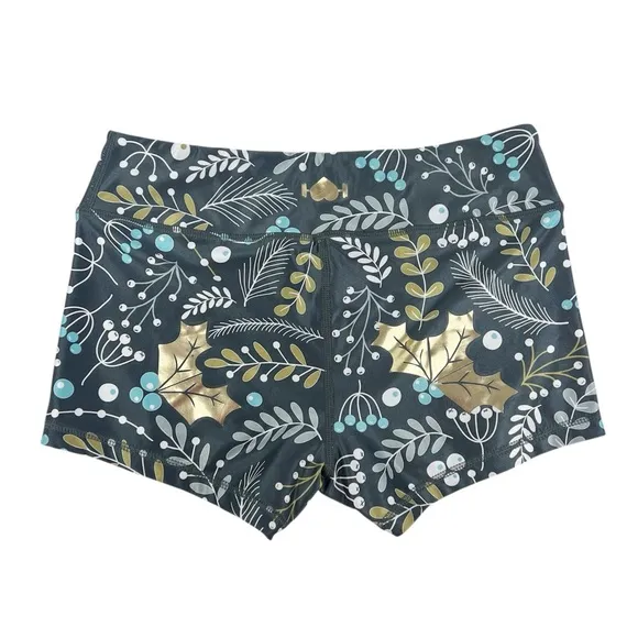 Wodbottom Blue Gold Foil Holly Winter Shorts 3" CrossFit‎ Workout Size Medium - Image 2