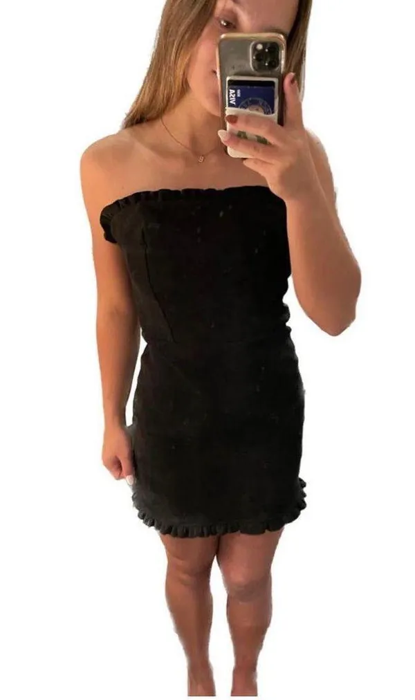 She + Sky Suede Black Dress - Image 2