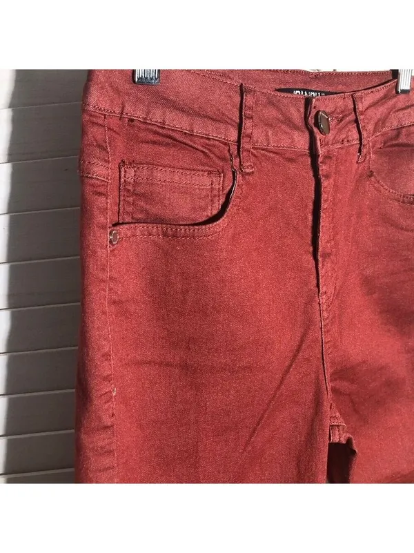 Mid-rise capri jeans culottes straight-leg terracotta cotton boho grunge Y2K 27 - Image 5