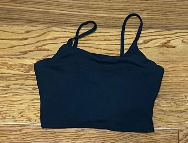 Padded Bra Tank Crop Top Black - Image 2