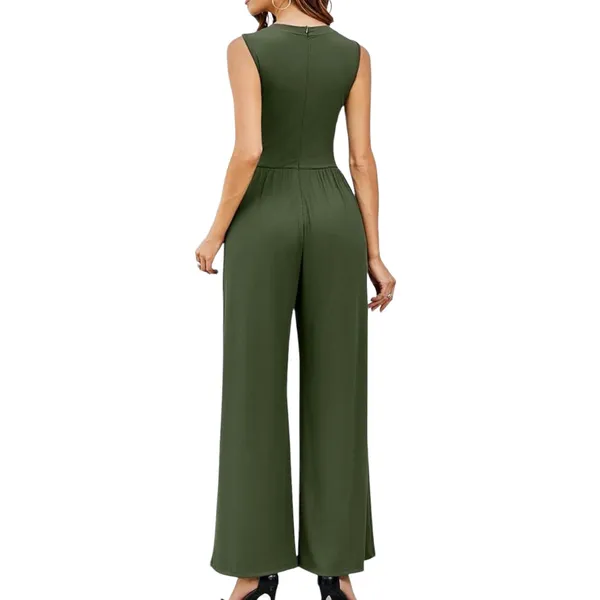 Cider Olive Sleeveless Wide Leg Jumpsuit - Image 2