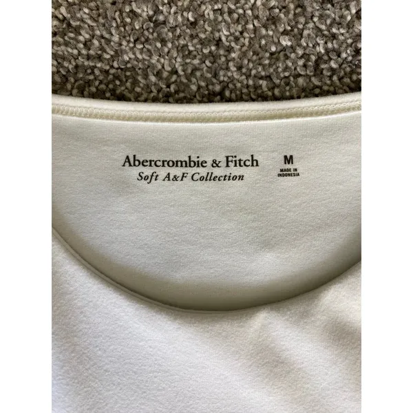 Abercrombie & Fitch White Bodysuit M Soft A&F High Neck Sleeveless - Image 3