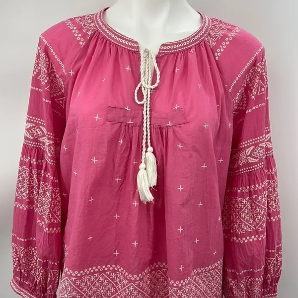 Rachel Zoe faux embroidered print long sleeve large top - Image 2