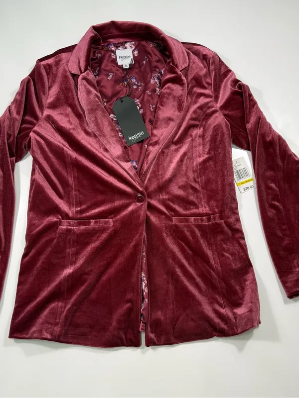Kensie Wine Velvet Single-Button Blazer Size Medium NWT - Image 2