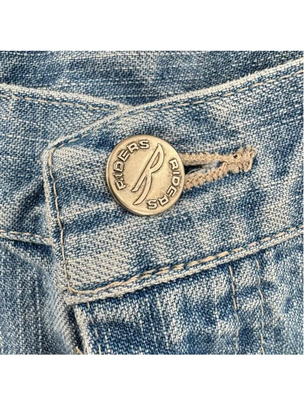 Vintage 90s Y2K Lee Riders Straight Leg Jeans Buckle Detail Light Wash HEMMED 16 - Image 6