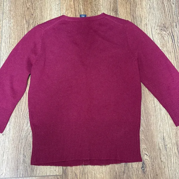 VTG y2k Gap Burgundy Wool Angora Cashmere 3/4‎ Sleeve Cardigan Sweater Small - Image 8