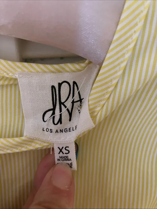 Anthropologie dRA Los Angeles Striped Yellow Bell Sleeve Ruffled Top XS - Image 2