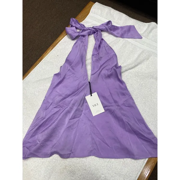 VICI COLLECTION Womens Satin Crossover Halter Neck Top Sleeveless Sz M (b32) - Image 5