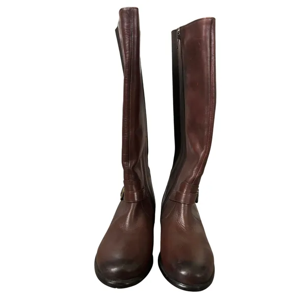 EUC‎ Clarks Tall Brown Leather Riding Boots Size 8.5 Equestrian Chic - Image 3