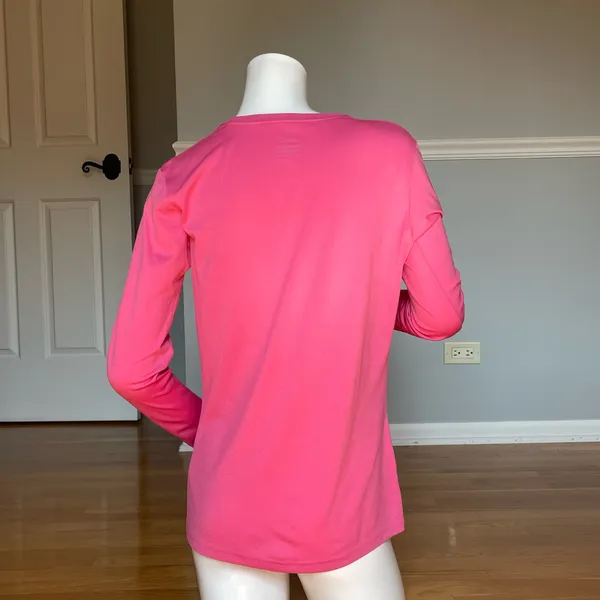 Nike Women’s Dri-FIT Long Sleeve Athletic Shirt Pink Crew Neck Size M - Image 4