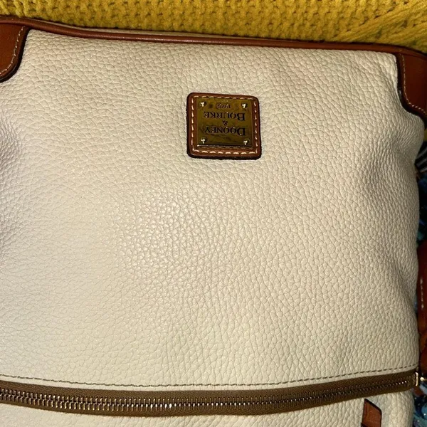 Dooney & Bourke Vintage Beige Pebbled Leather Crossbody - Image 2