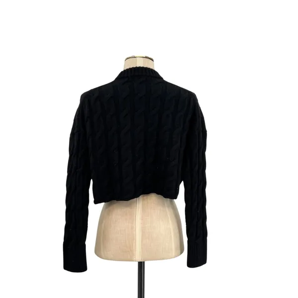 Aritzia Babaton Glory Merino Wool Sweater Crewneck Cropped Black Size XS‎ - Image 8