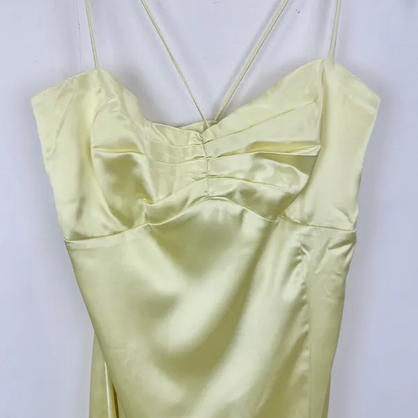Lulus Stunning Example Light Yellow Satin Backless Maxi Dress Long Formal XL NWT - Image 7