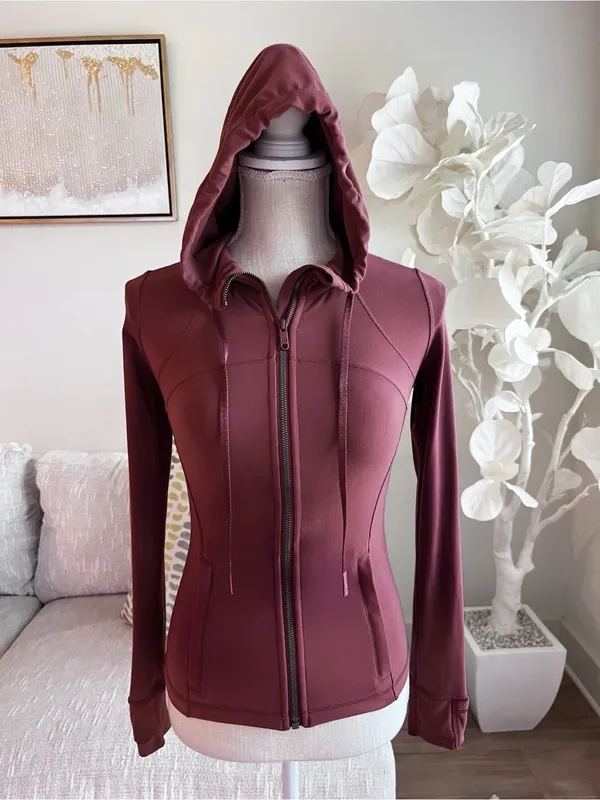 lululemon athletica Define Full-Zip Hooded Nulu Jacket In Smoky Red Size 2 - Image 3