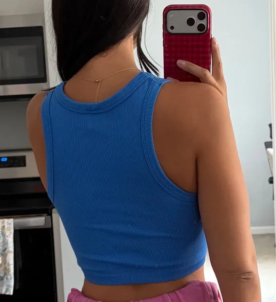 Cobalt Blue High Neck Racerback Tank - Image 2