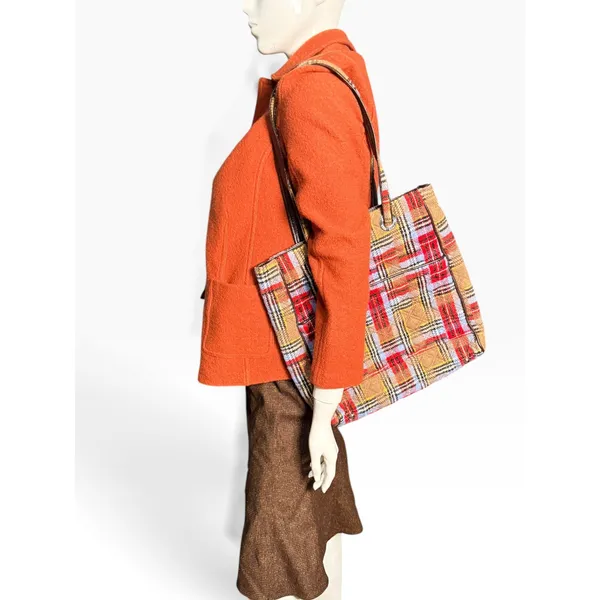Vera Bradley Highland Plaid Quilted Tote Bag Multicolored Tartan Shoulder Bag - Image 2