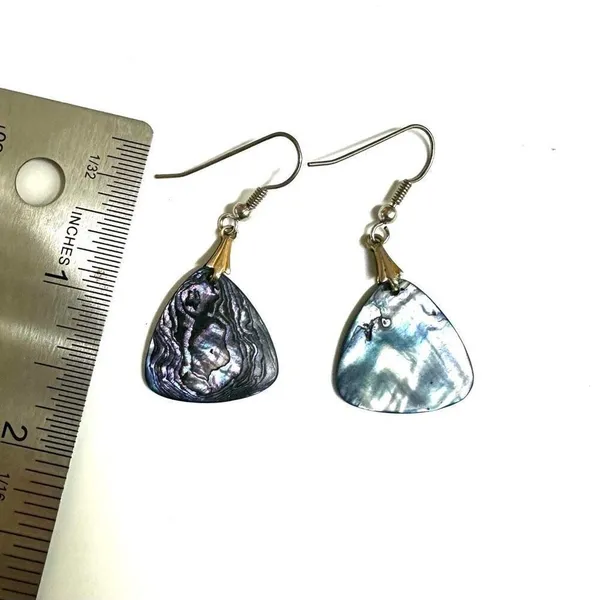 Abalone silver tone drop earrings - Image 7