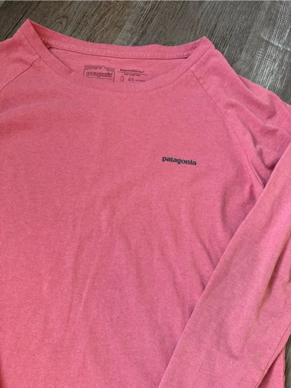 Patagonia Responsibilitee Graphic Logo Long Sleeve T-shirt Reg Fit Pink Size S - Image 7