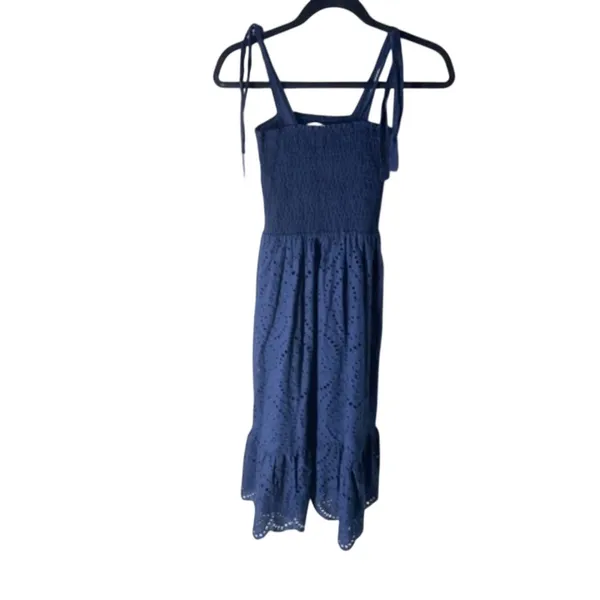 Pink Lily Navy Blue Eyelet Smocked Sundress Midi S Coquette - Image 2