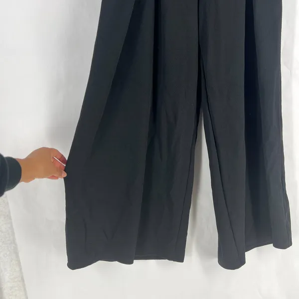 Shein Palazzo Crepe Pants Womens XS Black Pleated Side Zip‎ High Rise Wide Leg - Image 6