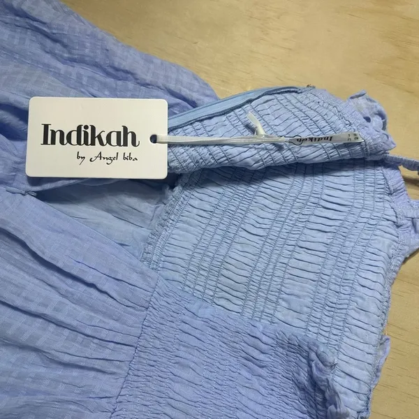 Indikah Tamika Blue Mini Flowy Dress‎ Women’s Size Large NWT - Image 8