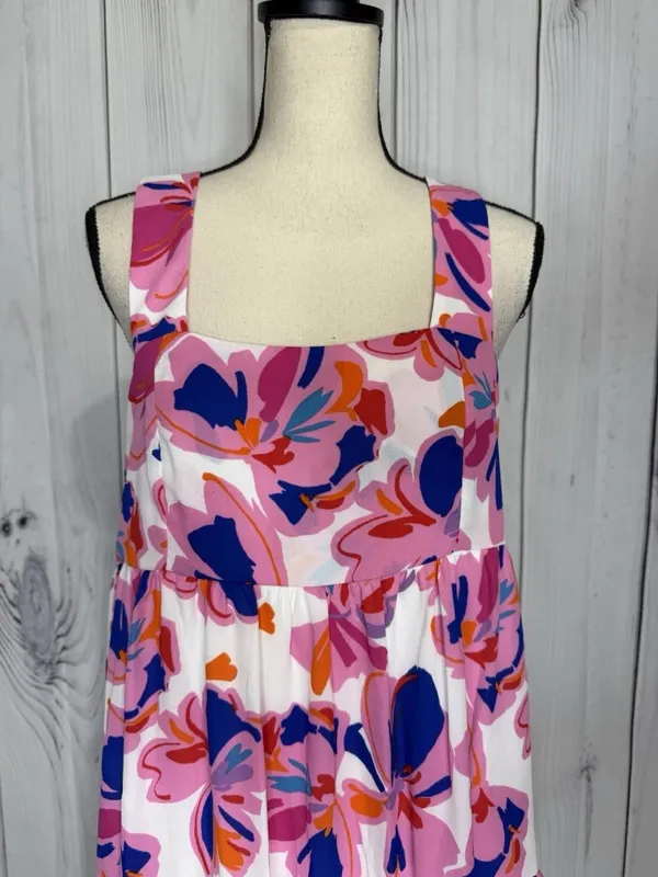 Adrienne Women’s Sz L Pastel Midi Dress Sleeveless Smocked Back - Image 2