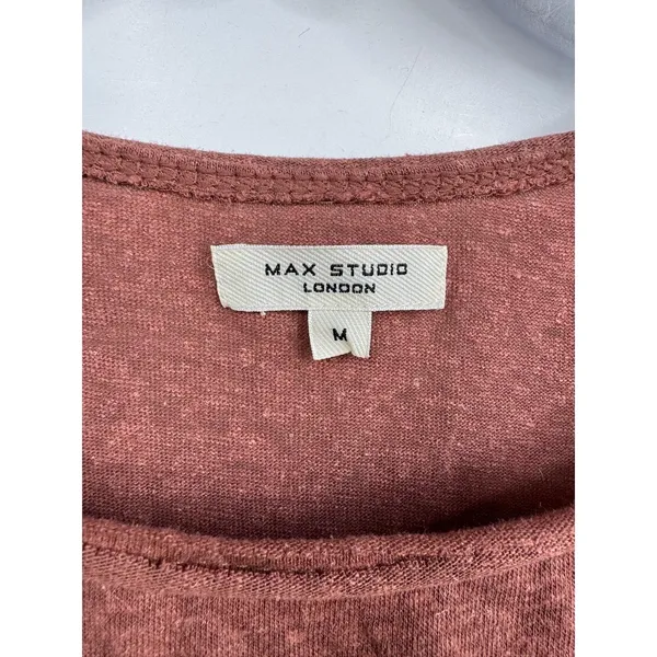 Max Studio London Womens Size M Burnt Orange Brown Scoop Neck Textured Top - Image 5
