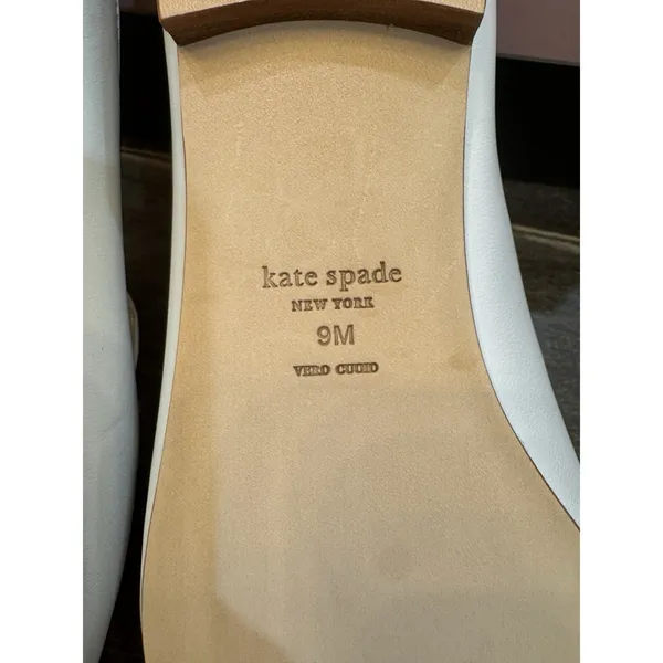 KATE SPADE NEW‎ YORK Laura Square Toe Flat Mules Women's White Leather Size 9 - Image 10