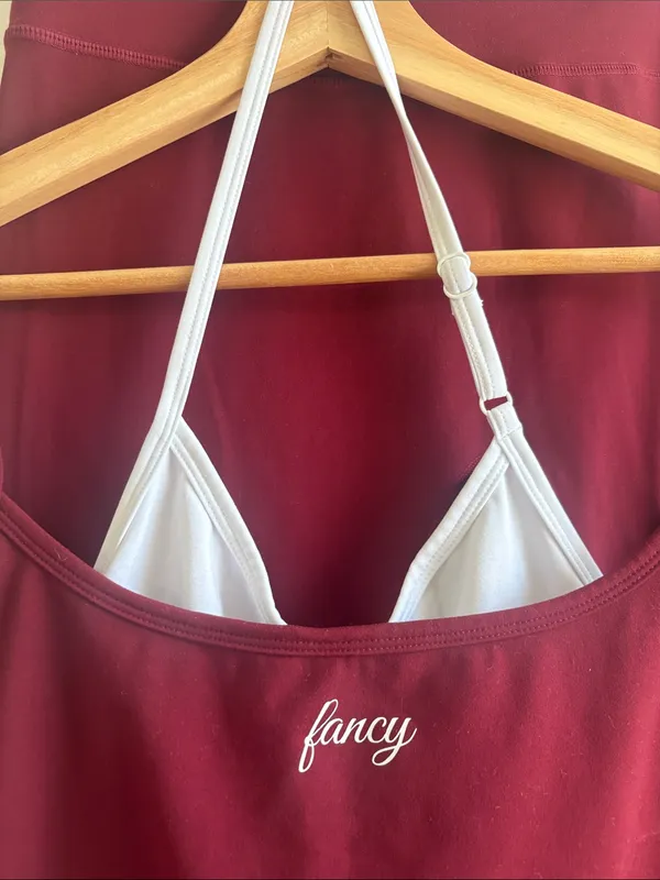 Fancy Burgundy Cropped Sports Bra with leggings - Image 3