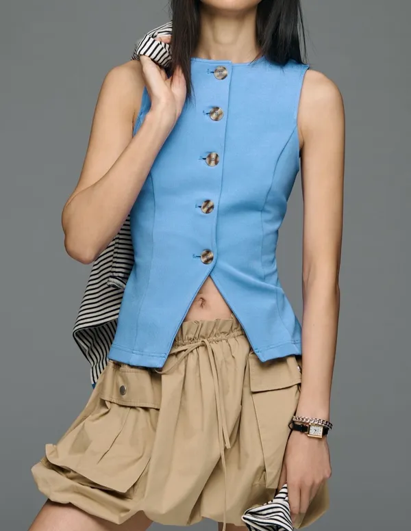 Anthropologie Maeve Button-Front Knit Vest, Size L - Image 5